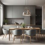 A small dining room with a compact, yet stylish table positioned to optimize functionality and flow within the space